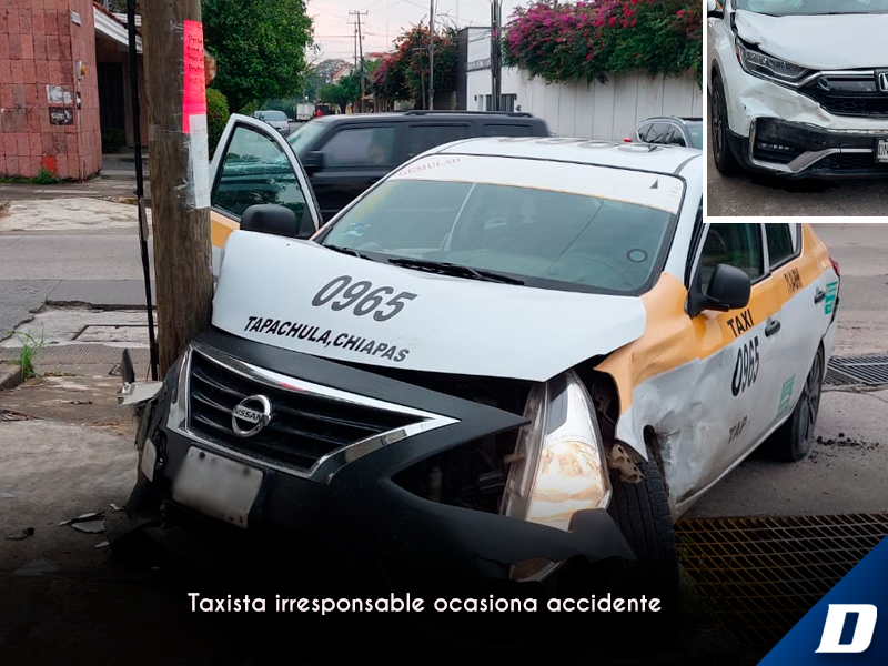  Taxista irresponsable ocasiona accidente