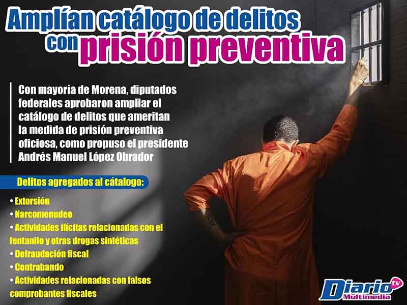 Amplían catálogo de delitos de prisión preventiva - Diario de Chiapas